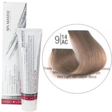9/14АС Очень светлый холодный шоколадный блонд SPA Cream Color Профессиональный краситель для волос