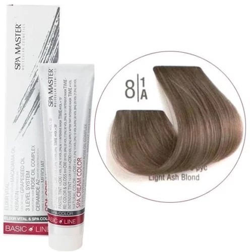 8/1A Светлый пепельный блонд SPA Cream Color Профессиональный краситель для волос