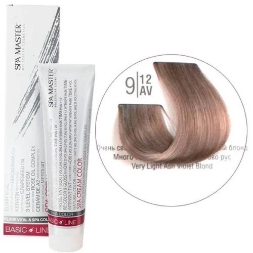 9/12AV Очень светлый холодный перламутровый блонд SPA Cream Color Профессиональный краситель для волос
