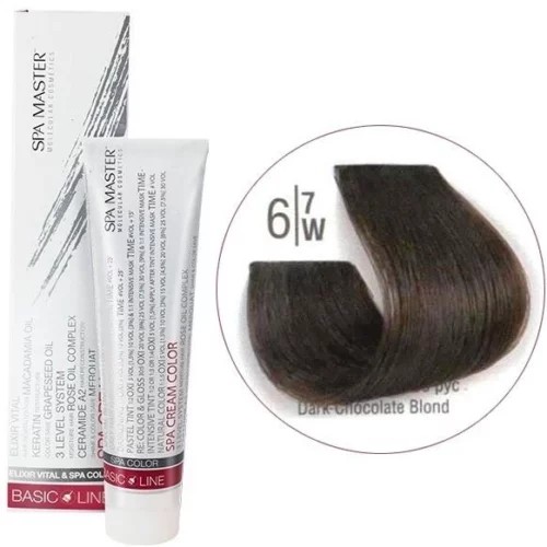 6/7W Темний коричневий блонд SPA Cream Color Професійний барвник для волосся